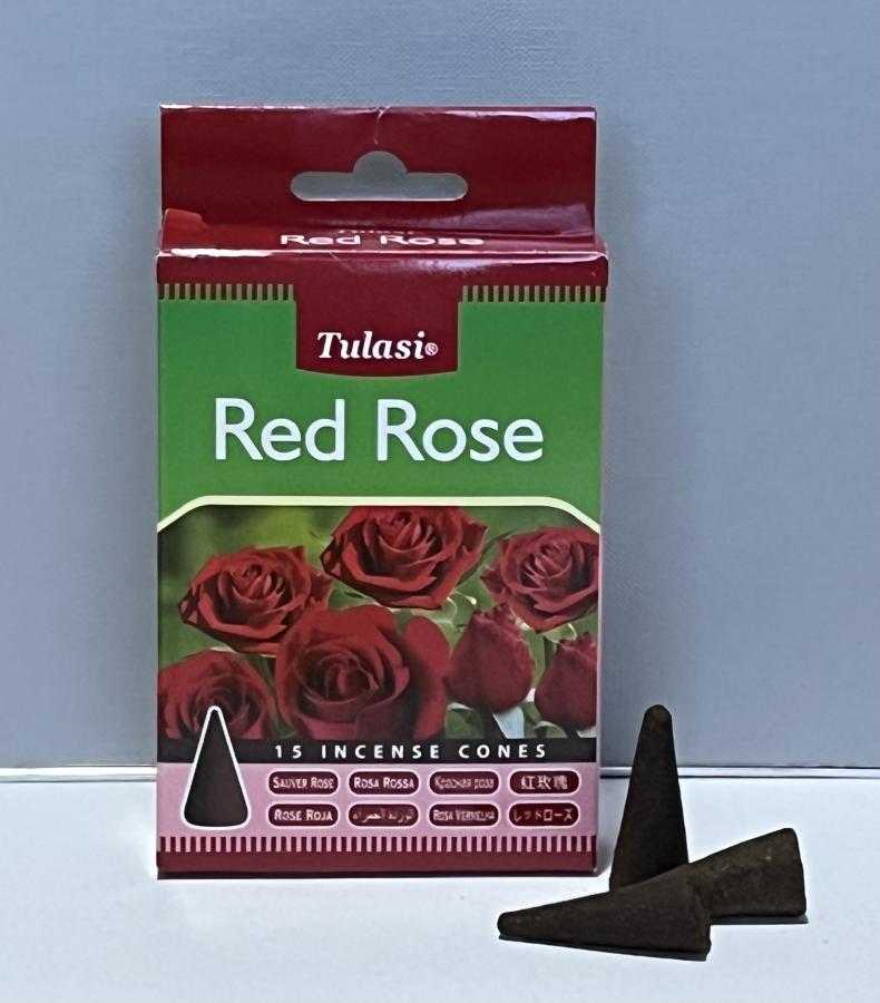 Vonné kužele "Tečúci dym" 15ks, vôňa Red Rose