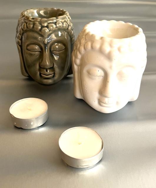Budha Aroma Lampa - 8,5x8,5 cm (keramika) biela alebo tyrkys