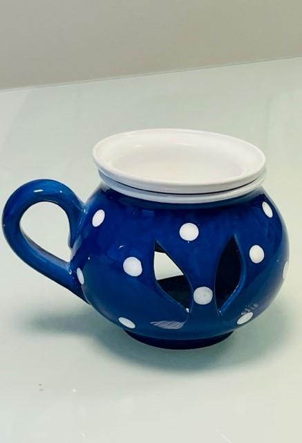 Aromalampa s bodkami,modrá, 9cm ( keramika)